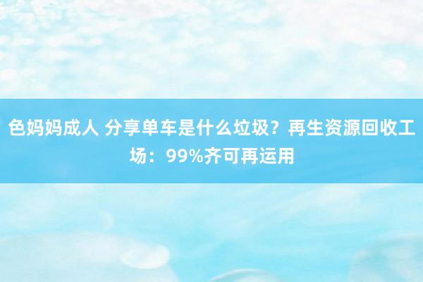 色妈妈成人 分享单车是什么垃圾？再生资源回收工场：99%齐可再运用